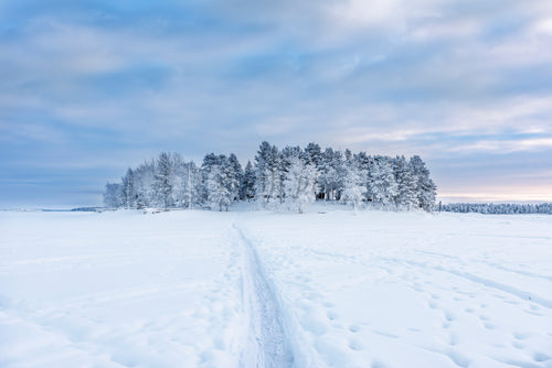 Snötäckt ö "Gråsjälören"